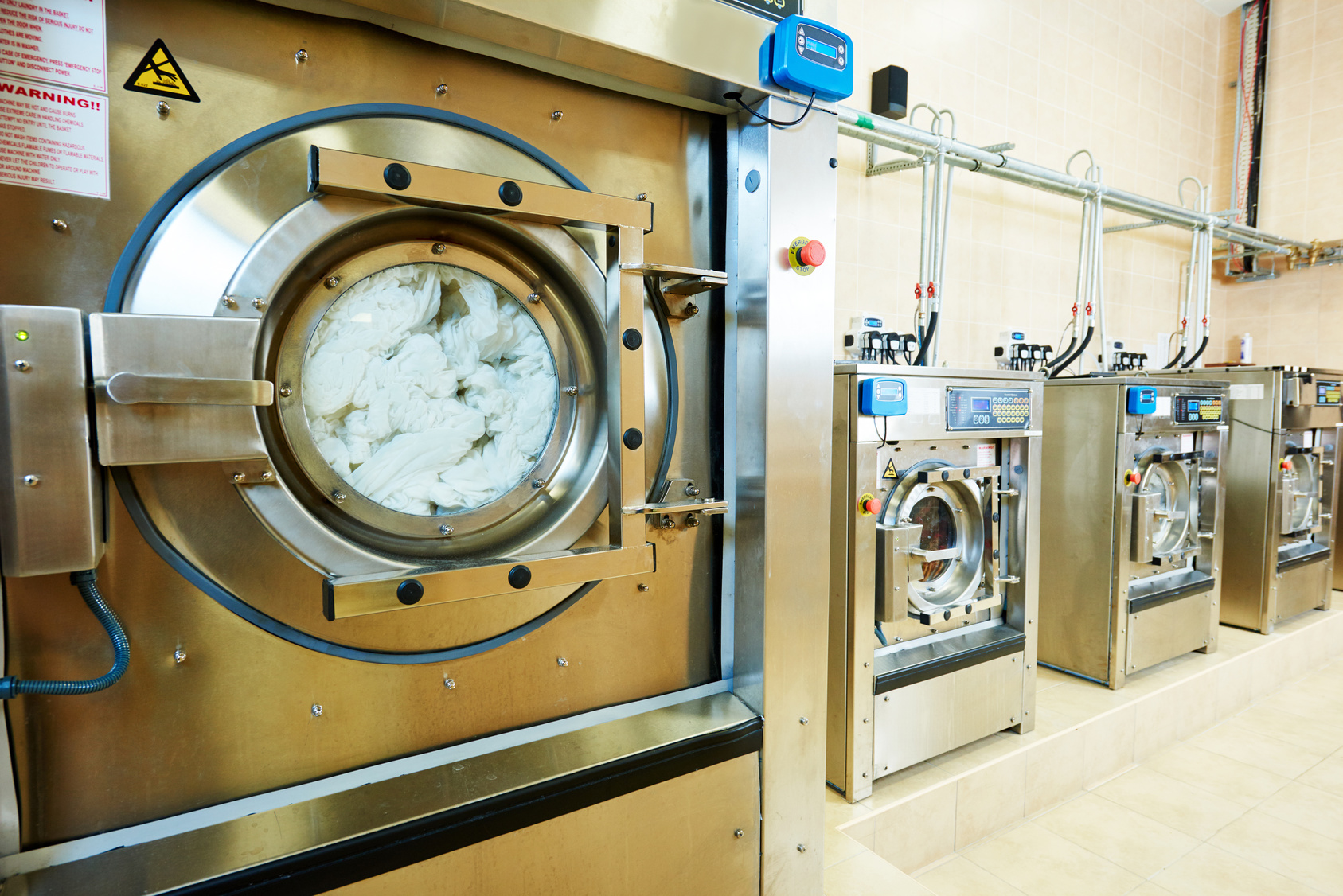 cleaning services. industrial laundry washing machine with cloth